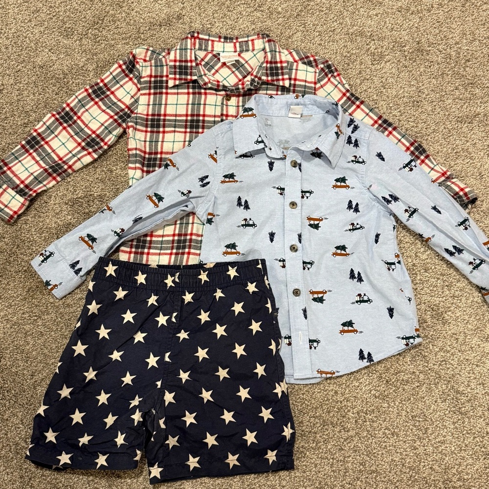 Boys 4T Bundle Lot 3 Pc | Old Navy Jumping Beans Button Down Shirts and Swim